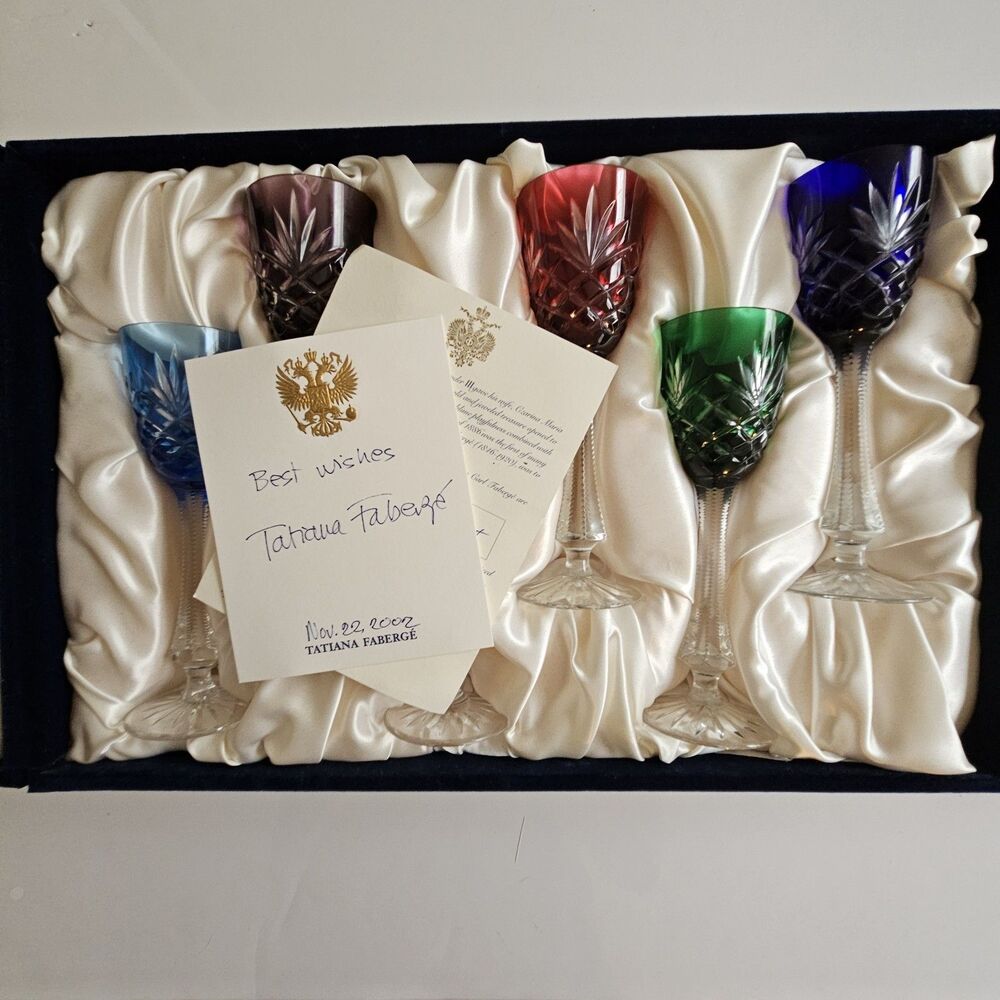 Fabergé Imperial Collection Odessa Crystal Liqueur Glasses Set of 6 - Signed COA